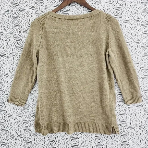 Talbots 100% Linen Boat neck 3/4 Sleeve Women's Sweater Top MP - Picture 2 of 7